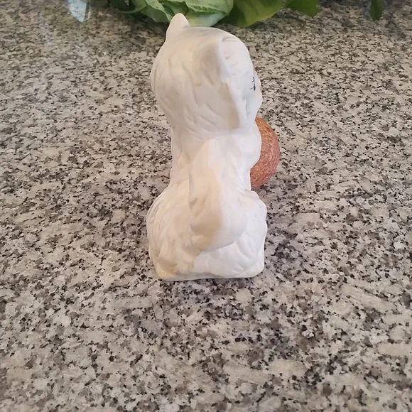 1950's MCM Playful White & Gray Kitten With Yarn Ceramic Figurine - Picture 3 of 8